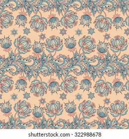 ethnic flowers seamless pattern. floral vector illustration