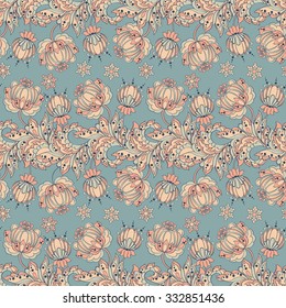 ethnic flowers seamless pattern. floral vector illustration