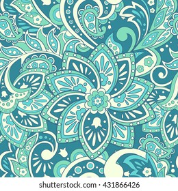 ethnic flowers seamless pattern. floral vector background
