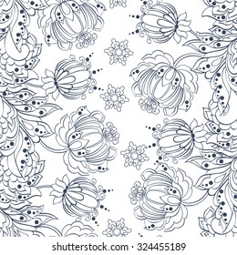 Ethnic Flowers seamless pattern. Vintage Floral Vector background