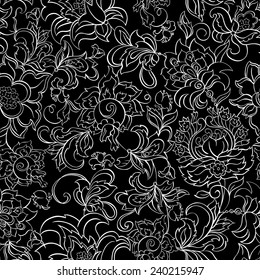 ethnic flowers seamless vector pattern
