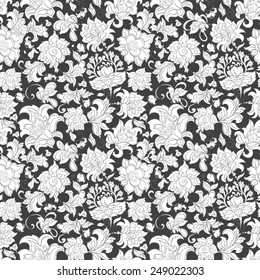 ethnic flowers seamless vector pattern