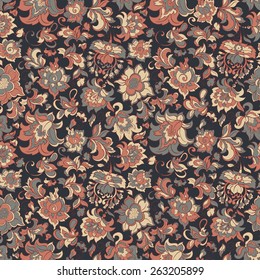 ethnic flowers seamless vector pattern