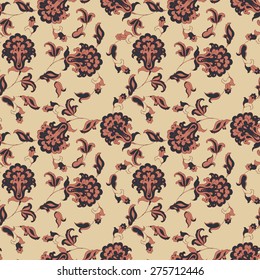 ethnic flowers seamless vector pattern
