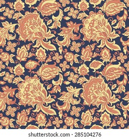 ethnic flowers seamless vector pattern