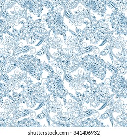 ethnic flowers seamless vector pattern