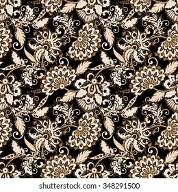 ethnic flowers seamless vector pattern