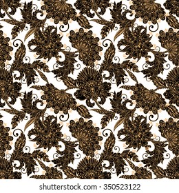 ethnic flowers seamless vector pattern