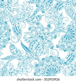 ethnic flowers seamless vector pattern