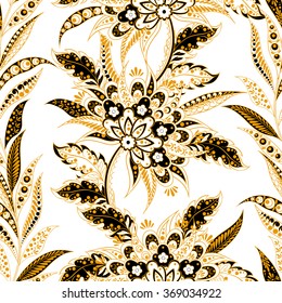 ethnic flowers seamless vector pattern