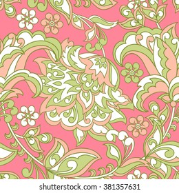 ethnic flowers seamless vector pattern. 