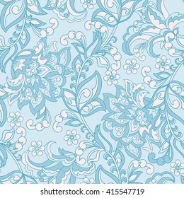ethnic flowers seamless vector pattern. floral vintage background