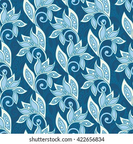 ethnic flowers seamless vector pattern. colorful floral background