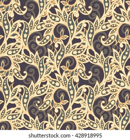 ethnic flowers seamless vector pattern