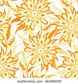 ethnic flowers seamless vector pattern.