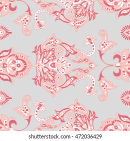 ethnic flowers seamless vector pattern. floral vintage background