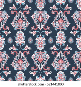 ethnic flowers seamless vector pattern. floral vintage background