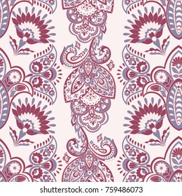 ethnic flowers seamless vector pattern. floral vintage background