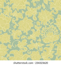 ethnic flowers seamless vintage vector pattern