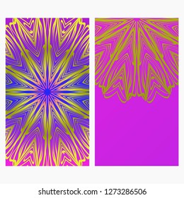 Ethnic Flyer. Templates With Mandalas. Vector Illustration. For Invitation, gift card. Blue, purple color