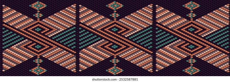  Ethnic, folk, geometric, mosaic ornament, pattern for fabrics, interiors, ceramics and furniture in the Arabian style.