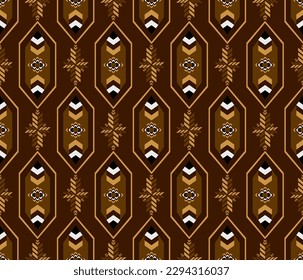 Ethnic folk geometric seamless pattern in brown in vector illustration design for fabric, mat, carpet, scarf, wrapping paper, tile and more