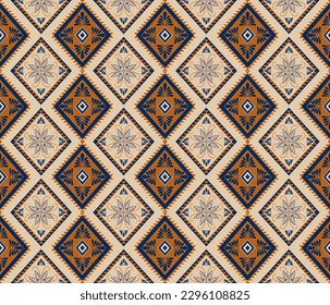 Ethnic folk geometric seamless pattern in brown in vector illustration design for fabric, mat, carpet, scarf, wrapping paper, tile and more