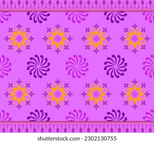 Ethnic folk geometric seamless pattern in dark purple vector illustration design for fabric, mat, carpet, scarf, wrapping paper, tile and more