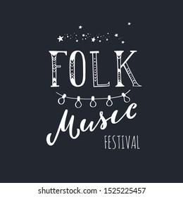 Ethnic, folk music festival vector poster, background, logo. handwritten Lettering