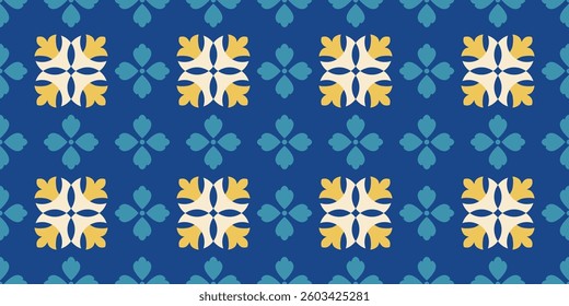 Ethnic folk seamless ornament. Mediterranean traditional tiles. Mexican, Moroccan geometric floral endless pattern. Border design. Portugal, Italian, Turkish, Spanish, Damask backgroound. Vector.
