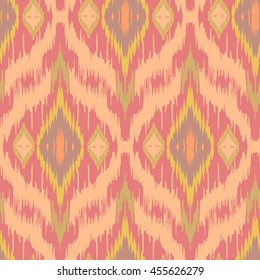 Ethnic folk seamless pattern Ikat Ogee, consisting in pastel colors. Boho style