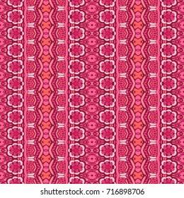 Ethnic folk seamless pattern. Tribal flower art print. pink background texture for fabric and wallpaper