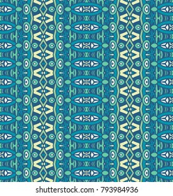 Ethnic folk seamless pattern. Tribal art geometric border. striped blue border background texture. Fabric striped, cloth design, wallpaper,