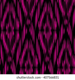 Ethnic folk tribal seamless pattern Ikat Ogee, consisting of raspberry and black elements