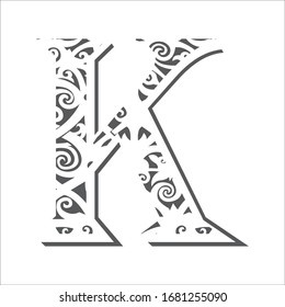Ethnic font. Native dayak borneo alphabet vector set. Alphabet traditional Kalimantan illustration