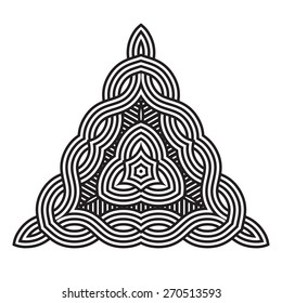 Ethnic Fractal Mandala. Vector Circle Meditation Tattoo 
