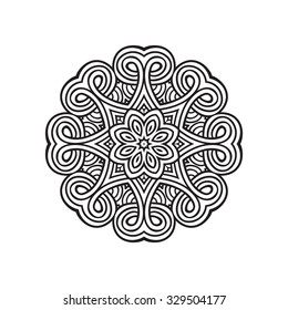 Ethnic Fractal Mandala. Vector Circle Meditation Tattoo
