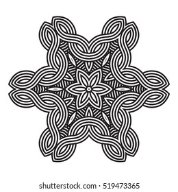 Ethnic Fractal Mandala. Vector Circle Meditation Tattoo