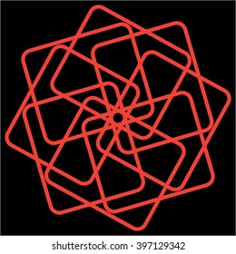 Ethnic Fractal Mandala Vector Meditation looks like Snowflake or Maya Aztec Pattern or Flower too Isolated on black