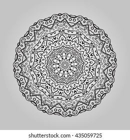 Ethnic Fractal Mandala Vector Meditation looks like animal or Flower Isolated on White

