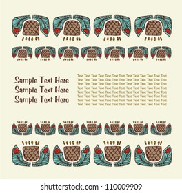 Ethnic frame with flowers and leafs. Background with ornamental floral Native American elements and place for your text. Hand drawn stylish texture for prints, covers, cards, crafts