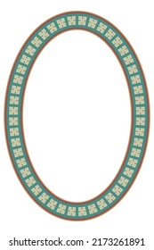 Ethnic frame. Oval border with South Western native pattern.Ellipse frame. Vector illustration.