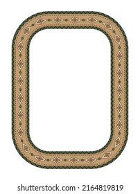 Ethnic frame. Rectangular border with geometric Mexican textile pattern. Size A4