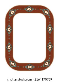 Ethnic frame. Rectangular border with Mexican textile pattern. Size A4.