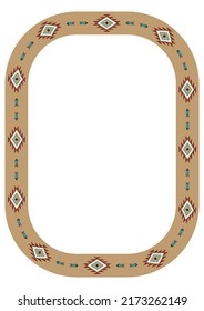 Ethnic frame. Rectangular border with native american pattern. Size A4.