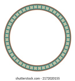 Ethnic frame. Round border with South Western native pattern. Circle frame. Vector illustration.