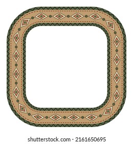 Ethnic frame. Square border with geometric Mexican textile pattern.