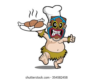 ethnic fried chicken character illustration logo icon vector