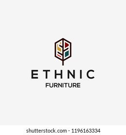 Ethnic furniture logo. template design. vector icon illustration
