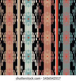 Ethnic geo tribal linear vector seamless pattern